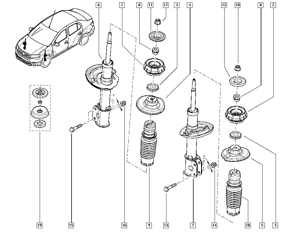 NFAB = P, Vehicle fabrication number >= 160310, Additional commercial version = VSUVE — B8A4 — Manual › 32 Non bearing front elements / Shock absorber