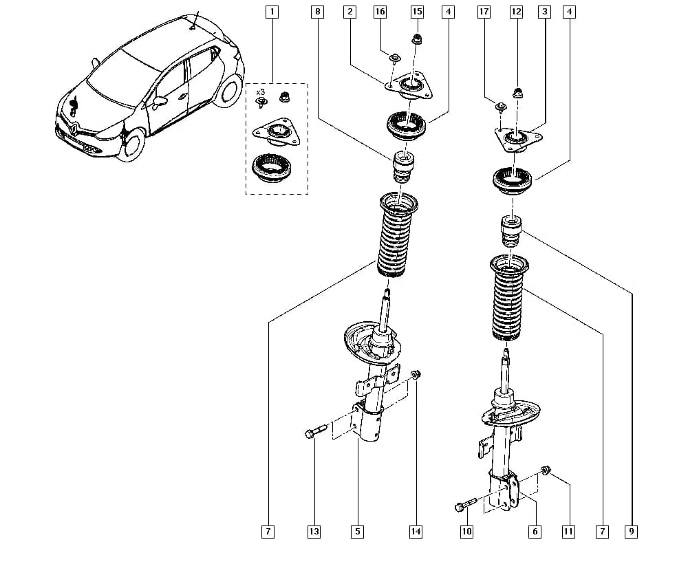 NFAB = R, Chassis type = Sport chassis 1 — BHAJ — Manual › 32 Non bearing front elements / Shock absorber