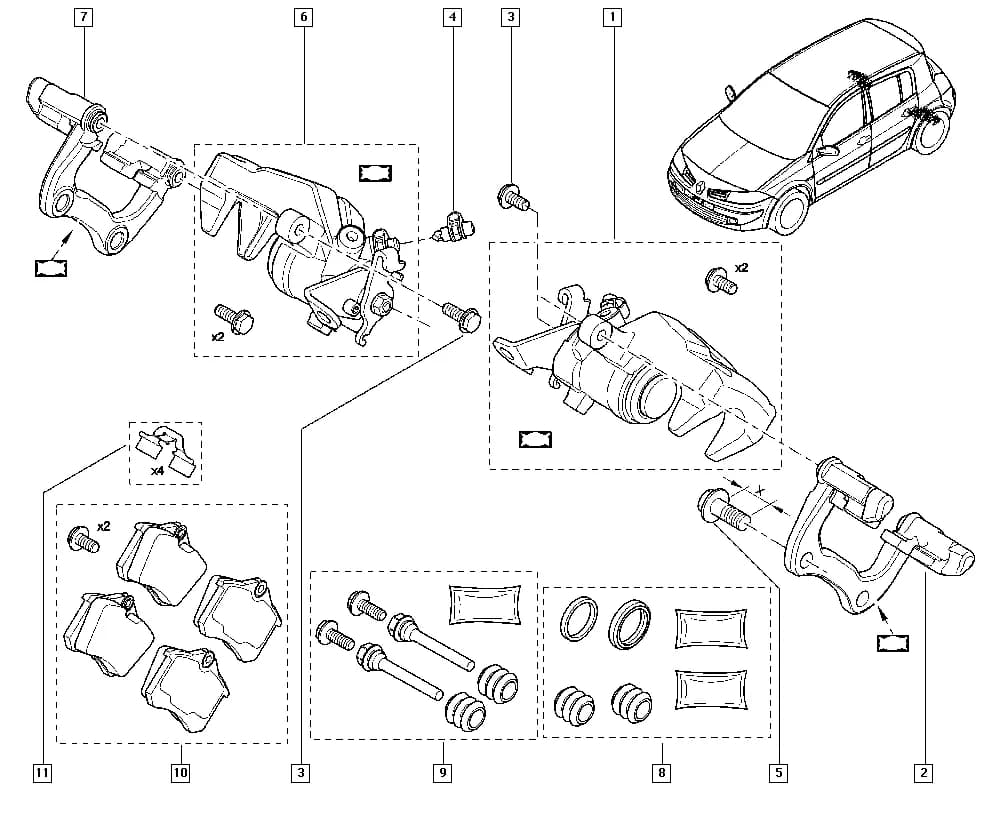 Vehicle fabrication number >= MOD0602; Vehicle fabrication number >= MOD0602, Additional to equipment level = F1TEAM or Additional to equipment level = SAN913; Colour = Pale grey, Service exchange = Yes — BM0L — Manual › 34 Rear non-bearing elements / Brake calipers