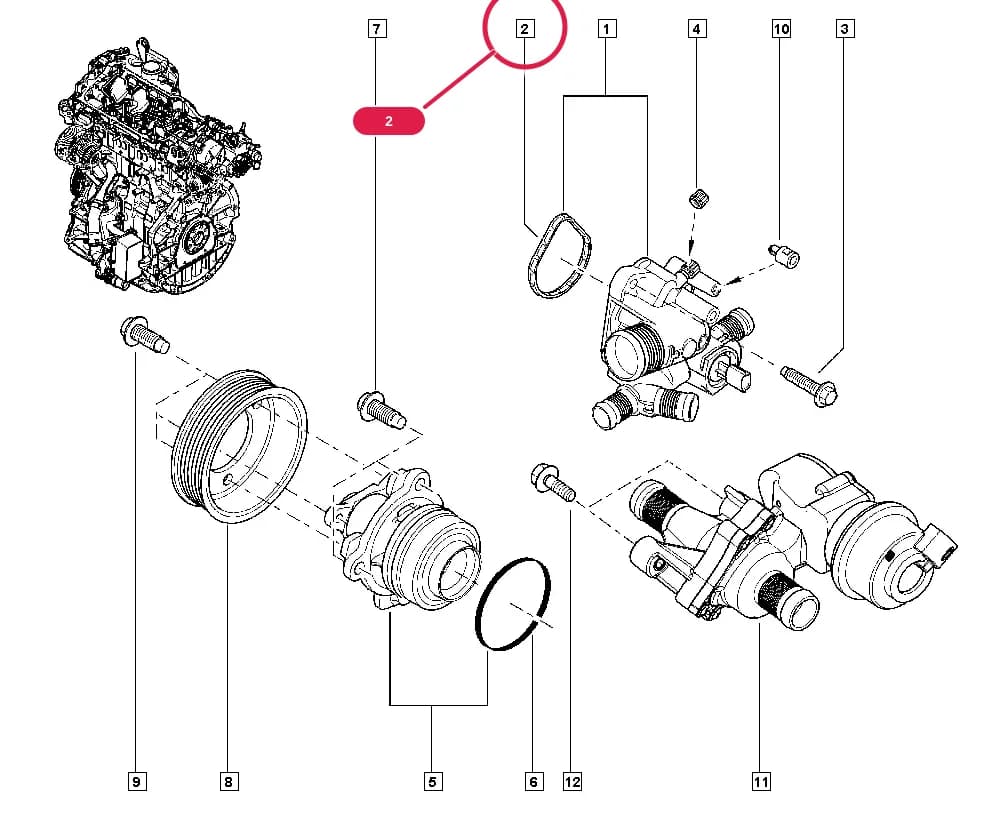 JK01 — Manual › 11 Upper engine / Water pump