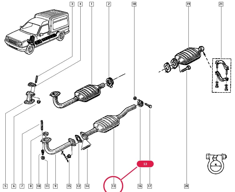Vehicle fabrication number < MOD9109 and Vehicle fabrication number >= 881001; Motrio alternative offer for Renault vehicles over 5 years old and Dacia vehicles over 3 years old = Yes — F407 — Manual › 19 Cooling system - Reservoirs - Exhaust system - Engine mounting / Exhaust system