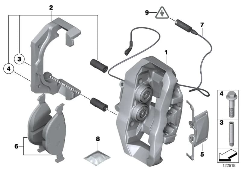 ECE — 34 Brakes › 34_1319 Front wheel brake, brake pad sensor