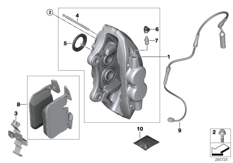 USA — 34 Brakes › 34_1991 Front wheel brake, brake pad sensor