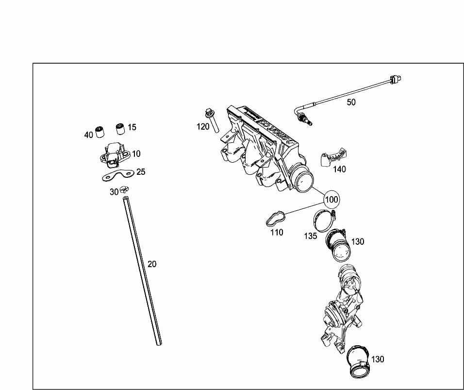 TEMPERATURE SENSORTO TURBOCHARGER474Replaced by A 0071536628 — 660.950 — 14 INTAKE AND EXHAUST MANIFOLDS › 030 INTAKE MANIFOLD