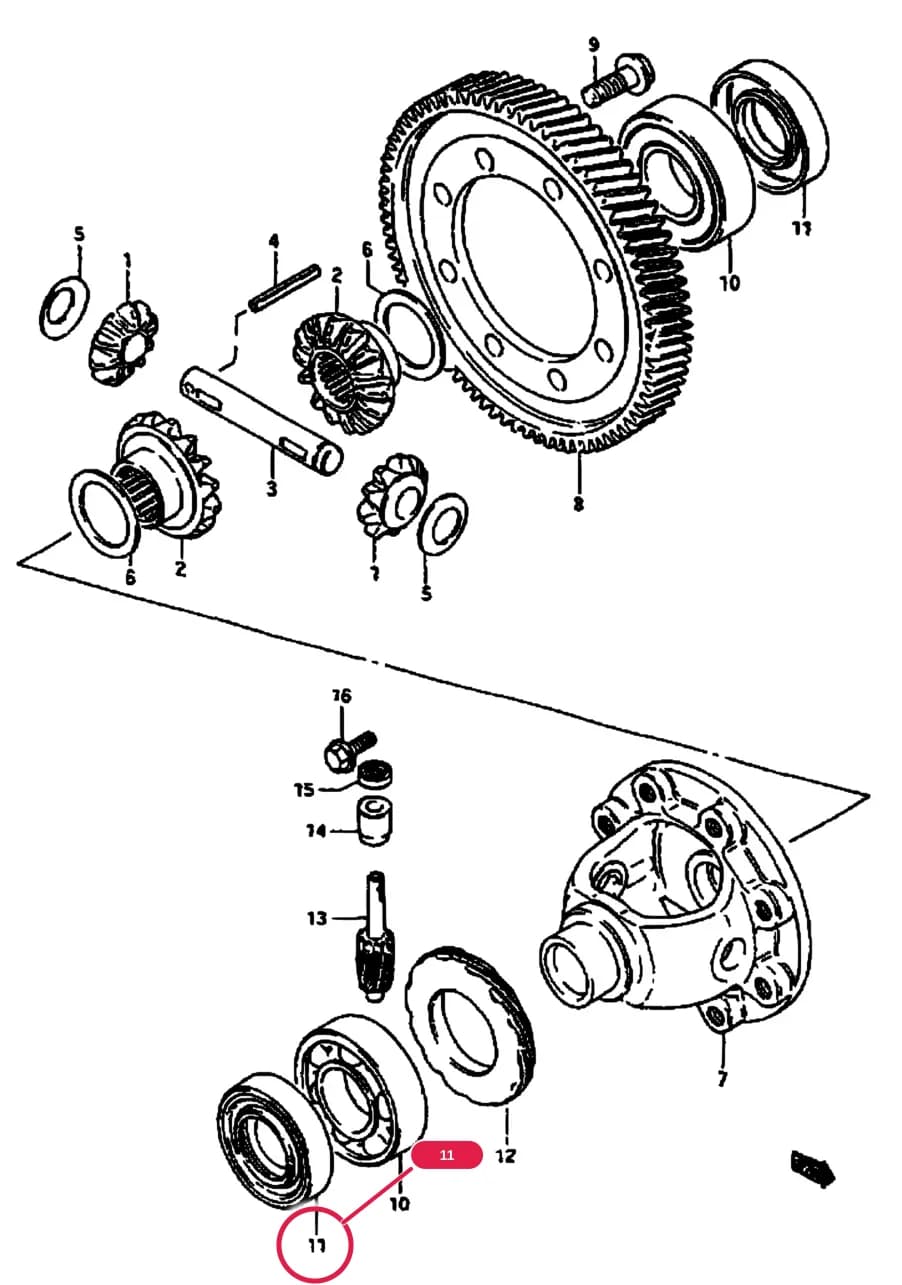 3DR,5DR:MT, <-09283-35024 — SA310 (E01) — Transmission › 56 - DIFFERENTIAL GEAR AND SPEEDOMETER GEAR