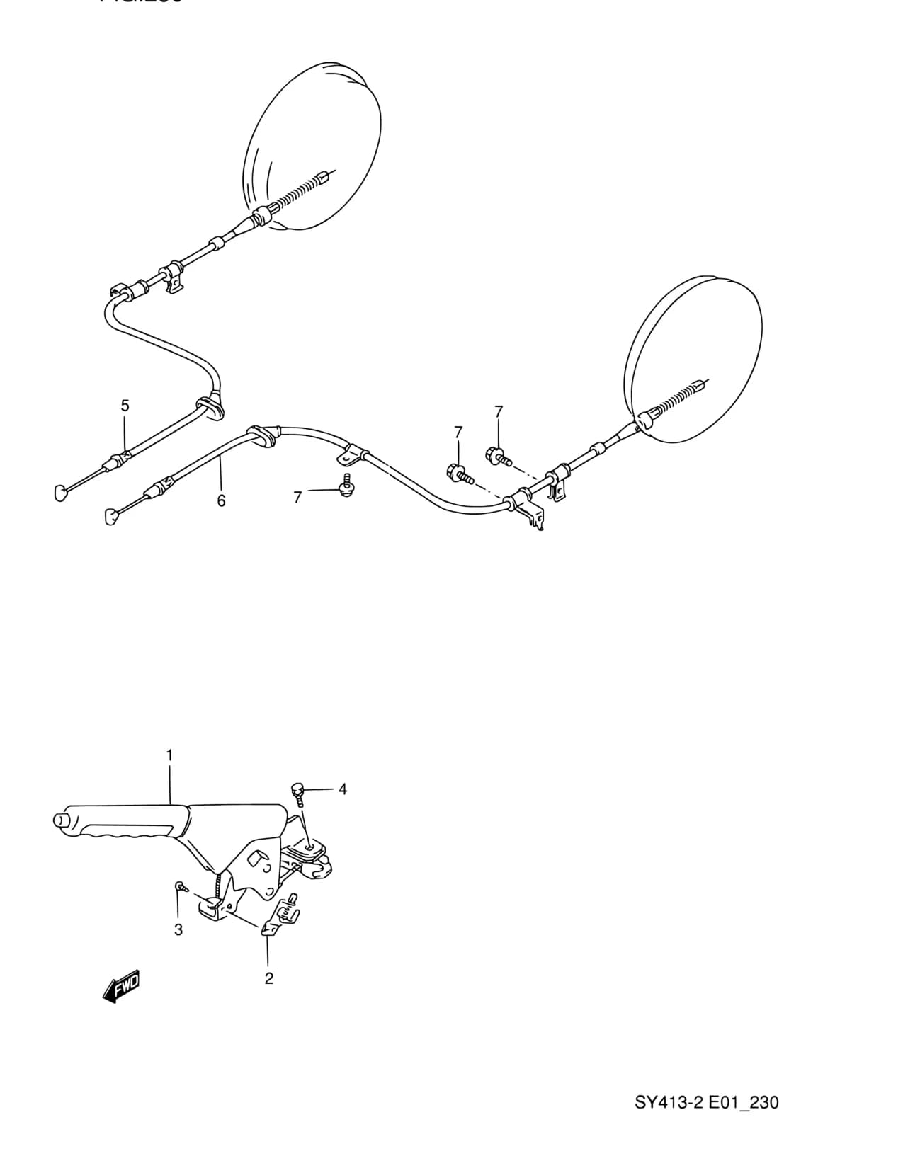 2WD,4WD:3DR — SY413-2 — Brake › 230 - PARKING BRAKE (SY413,SY416)