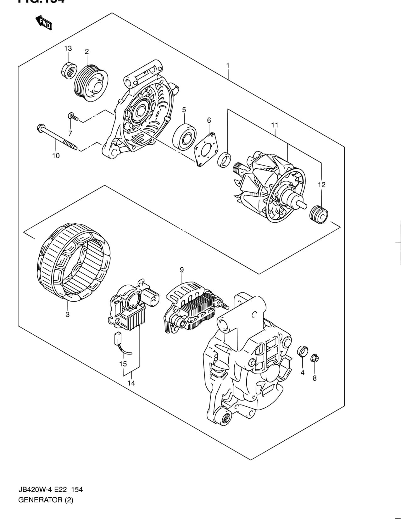 JB424W-5 (E10,E96) — Engine Electrical › 154 - GENERATOR (JB424W)