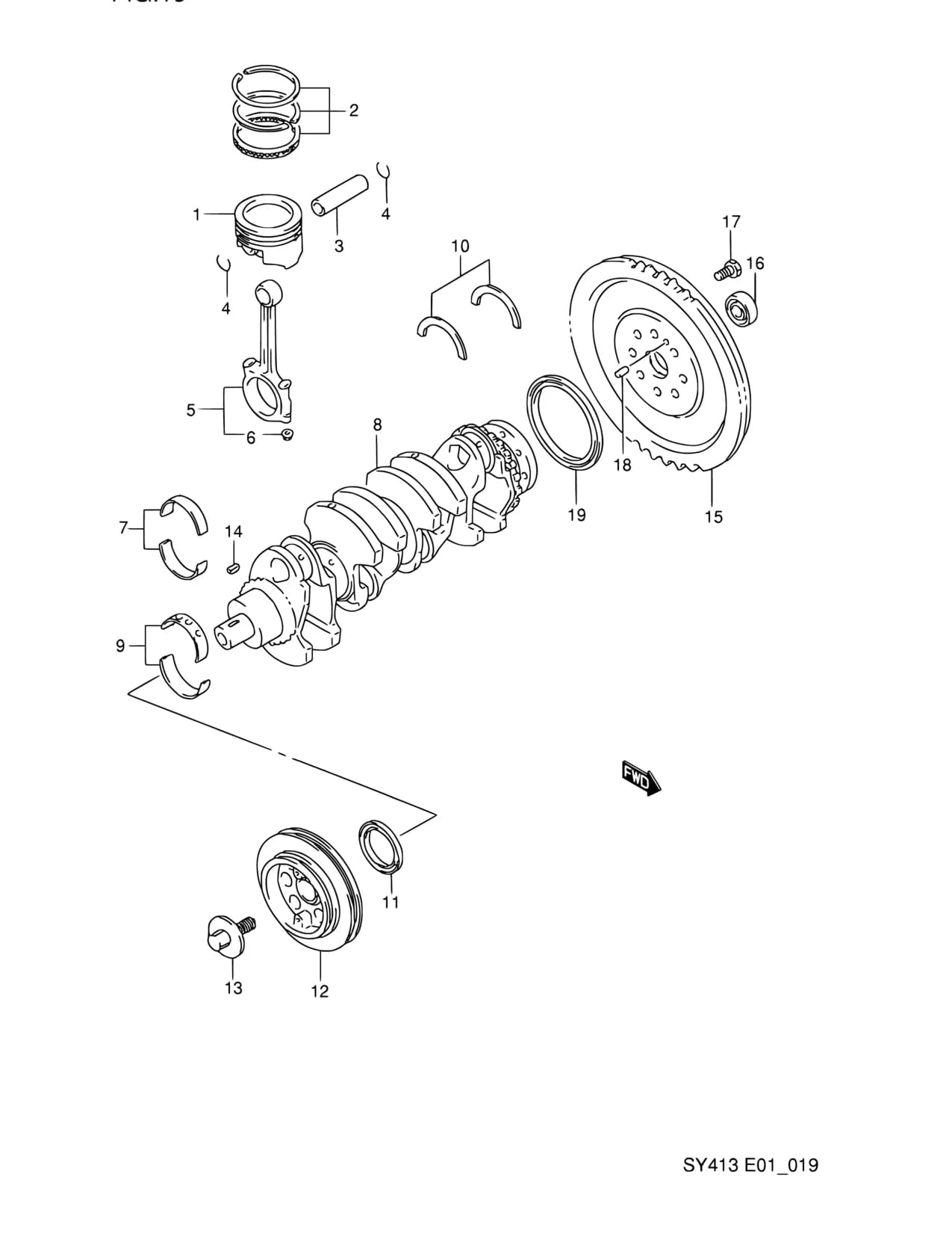 SY418 (E01) — Engine › 19 - CRANKSHAFT (SY418)