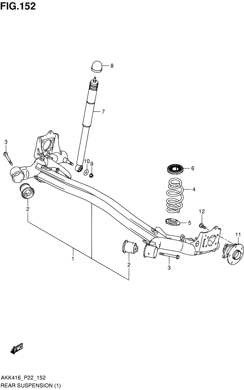AKK416 (P71) — Suspension › 152 - REAR SUSPENSION (2WD)