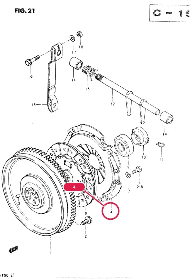 O&K,V:FROM 22100-77020 — ST90 — Transmission › 21 - CLUTCH