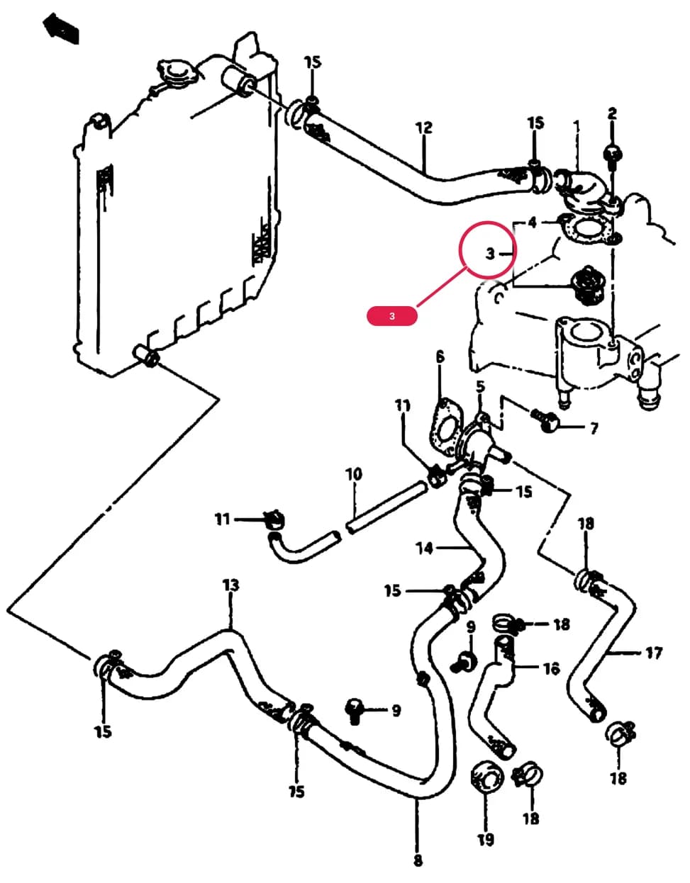 SB308 (E01) — Cooling › 22 - WATER HOSE (AT)