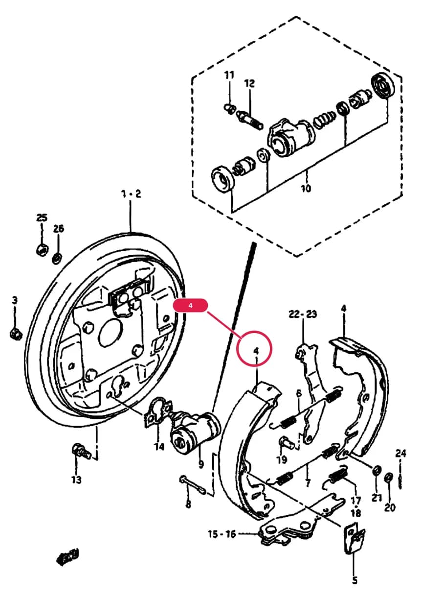 SB308 (E01) — Brake › 86 - REAR BRAKE