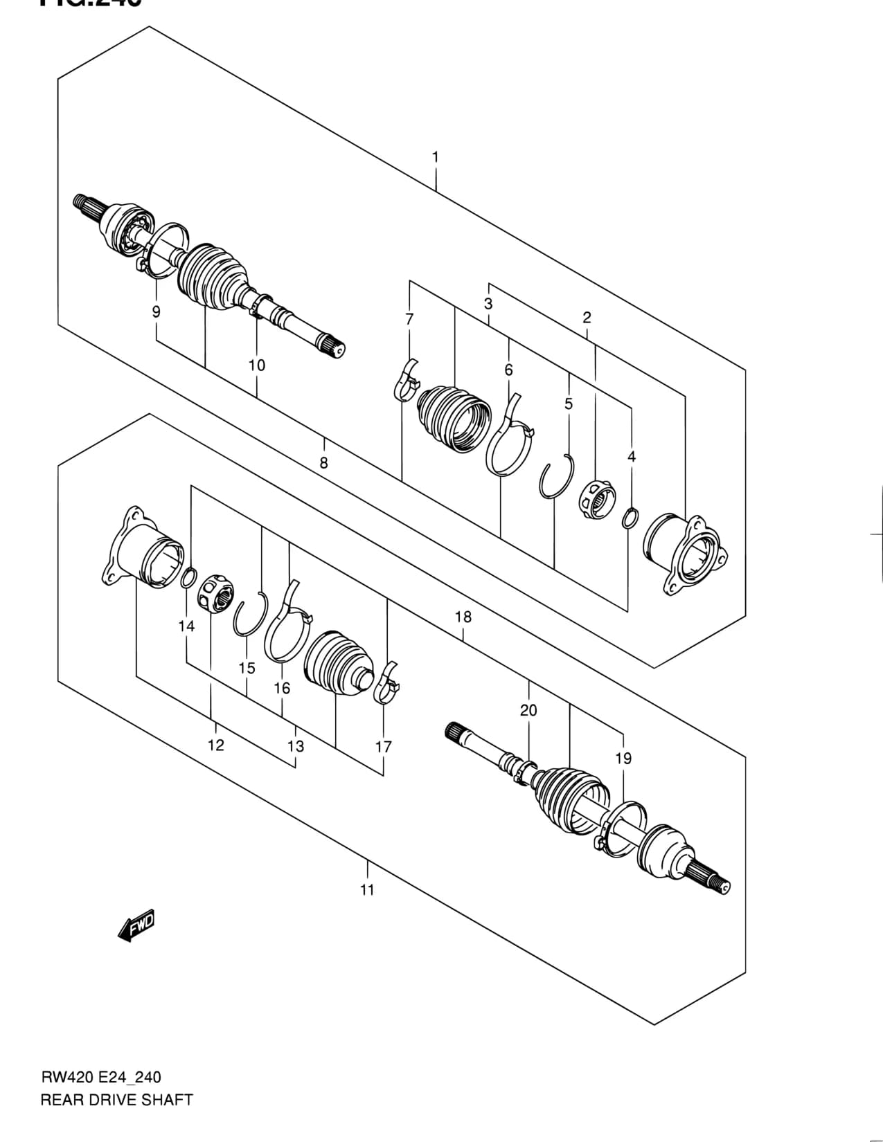 RW415 — Suspension › 240 - REAR DRIVE SHAFT (4WD)