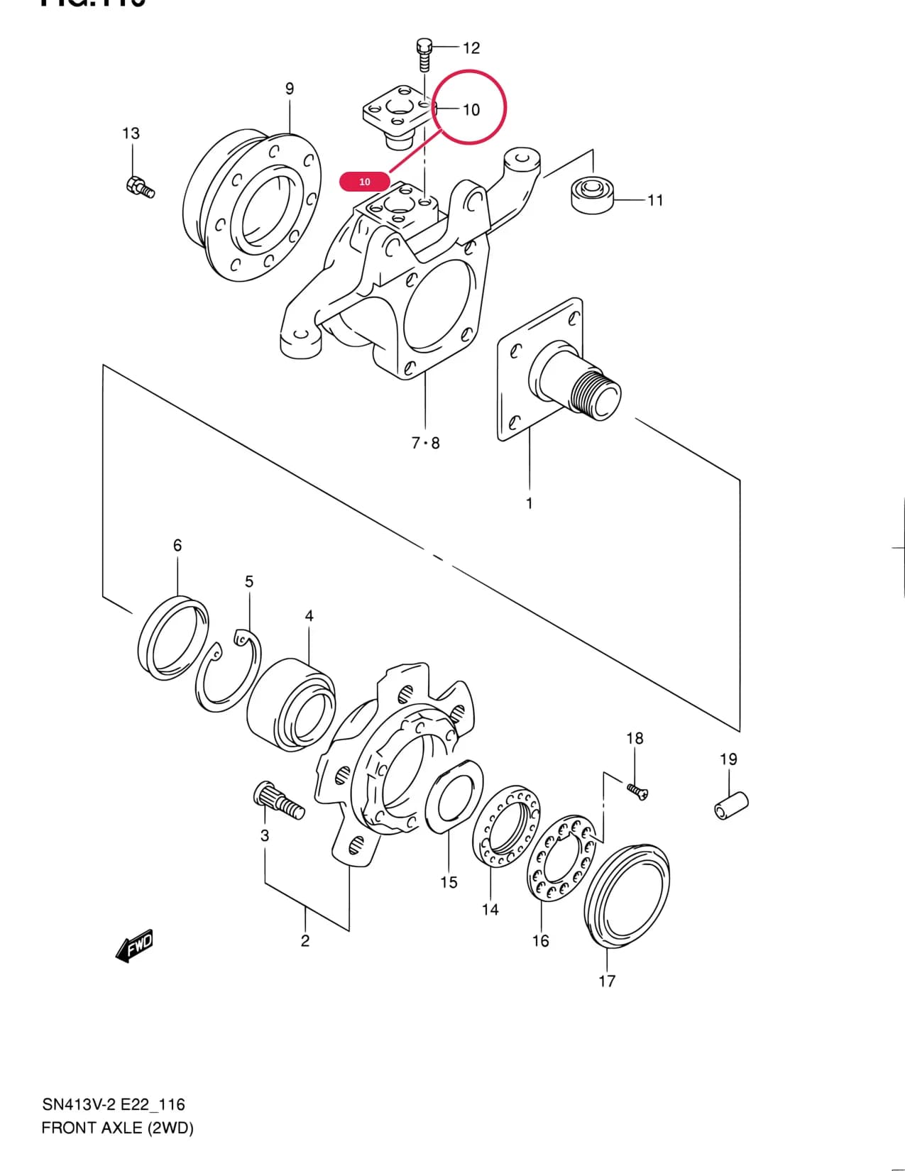 SN413V-3 — Suspension › 116 - FRONT AXLE (2WD)