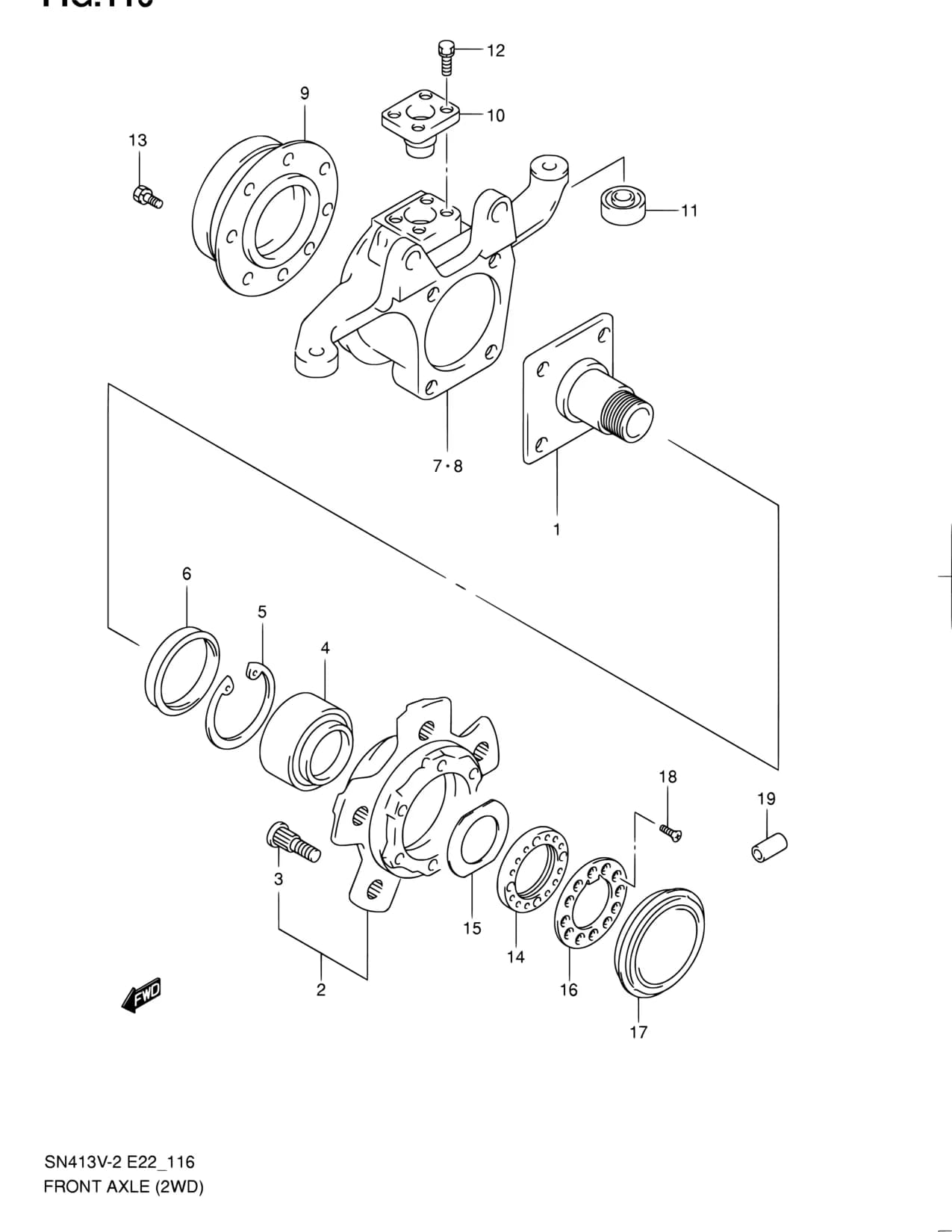 SN413V-3 — Suspension › 116 - FRONT AXLE (2WD)