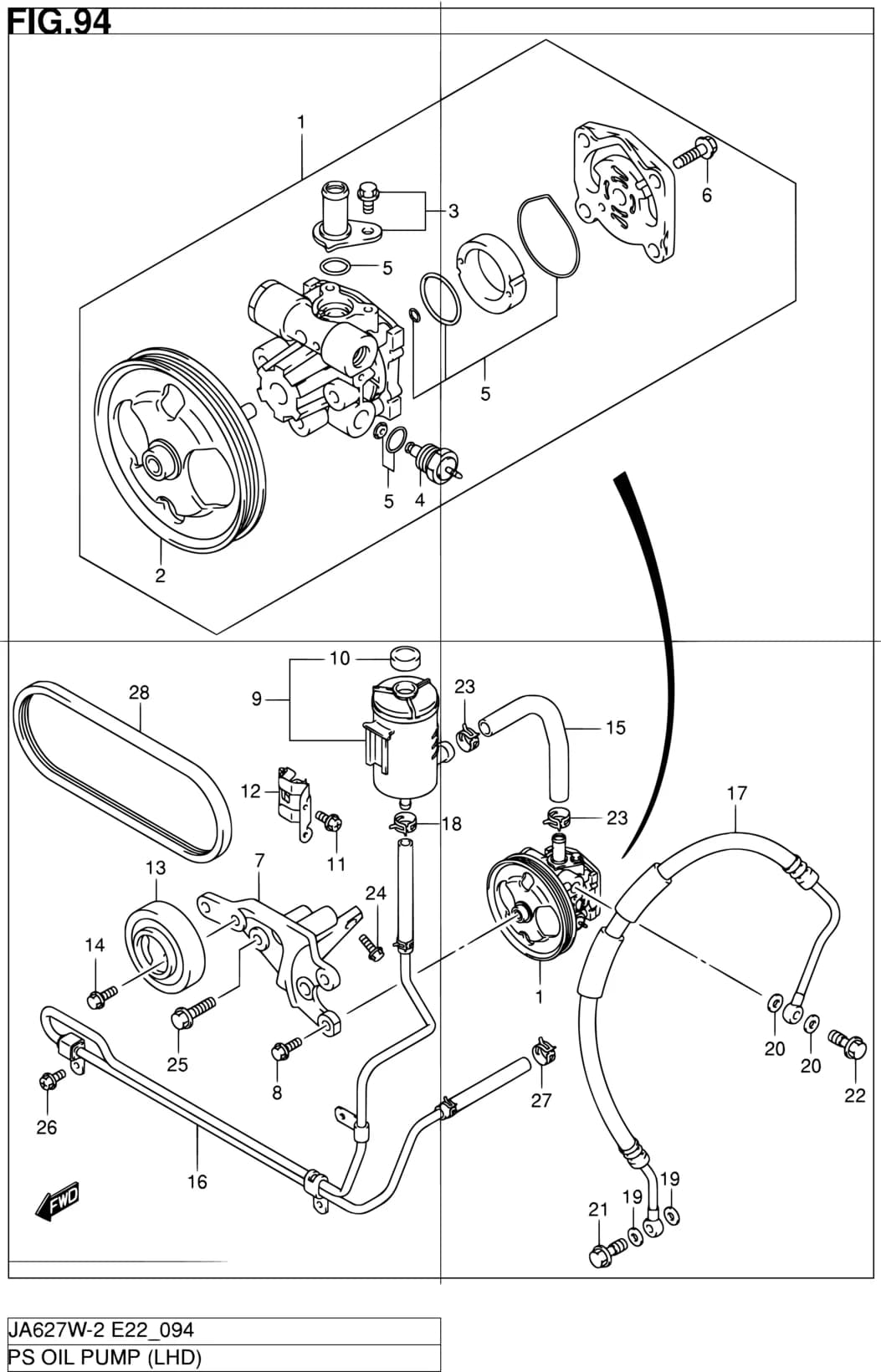 JA627W-2 (E02,E06,E10,E11,E21,E22,E24,E37,E38,E43,E50,E54) — Steering › 94 - PS OIL PUMP (LHD)