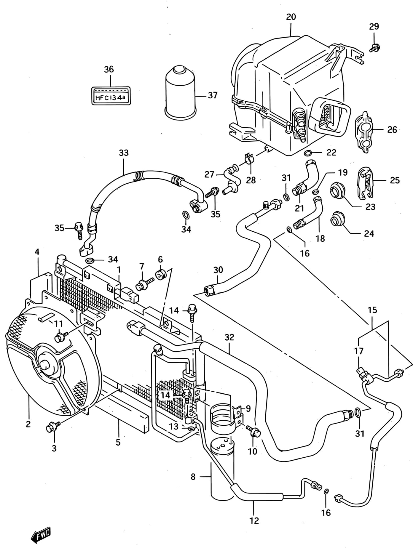 SF413 (E01) — Air Conditioning › 352C - CONDENSER (RHD:HFC134A)
