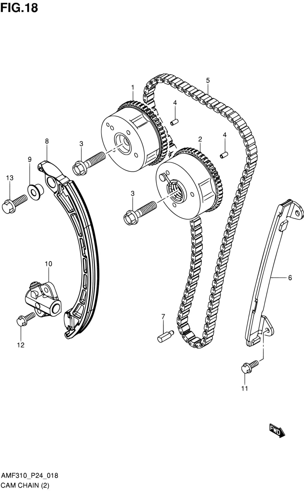 AMF310 (E10,E43,E85) — Engine › 18 - CAM CHAIN (TYPE 2:E24,E35)