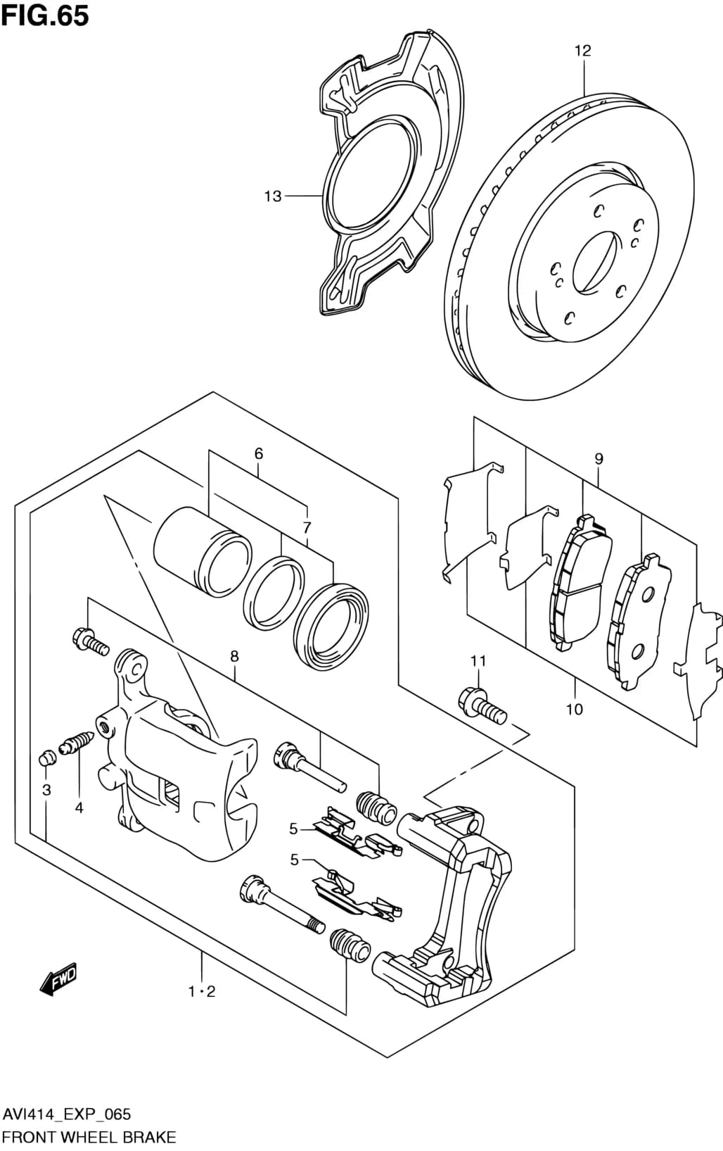AVI414 (P06,P85) — Brake › 65 - FRONT WHEEL BRAKE