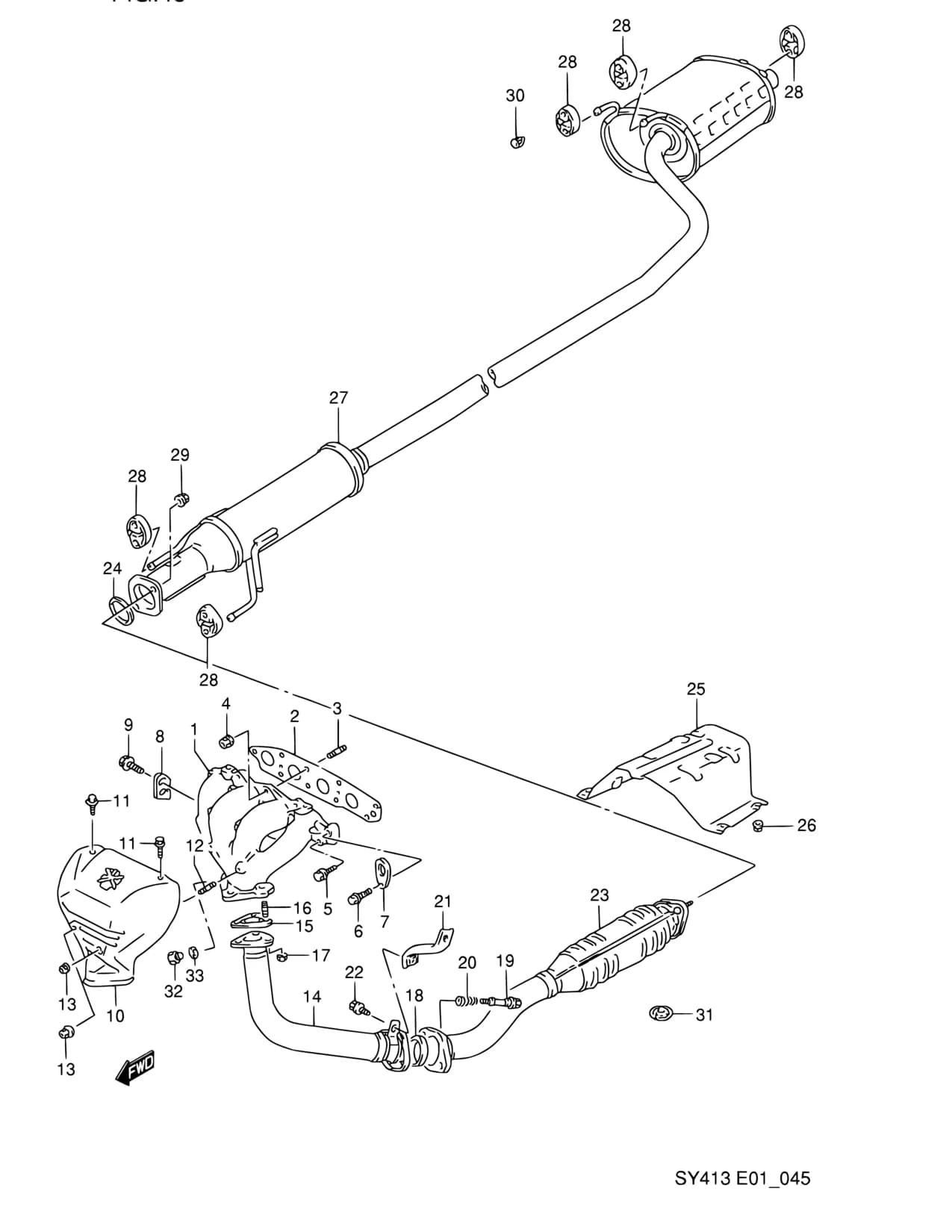 SY416 (E01) — Exhaust › 45 - MUFFLER (SY416:5DR)