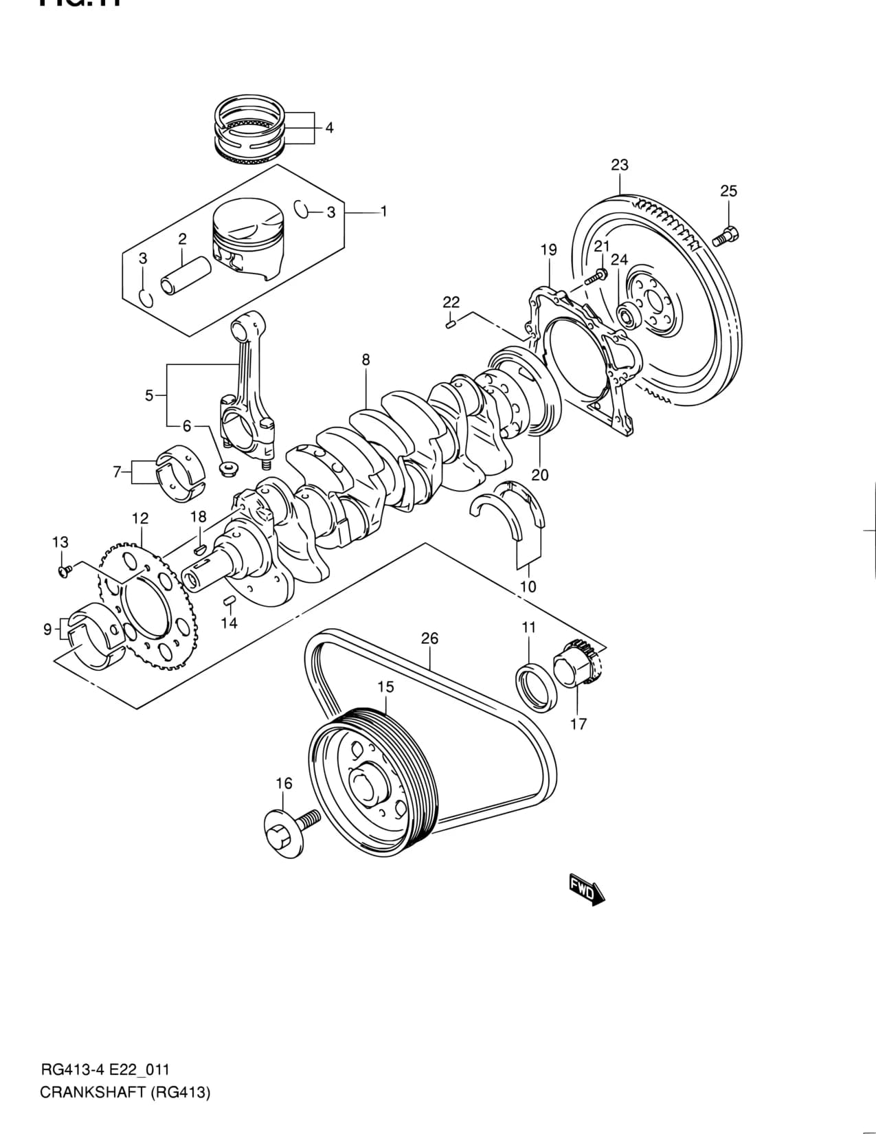 RG413-4 — Engine › 11 - CRANKSHAFT (RG413)
