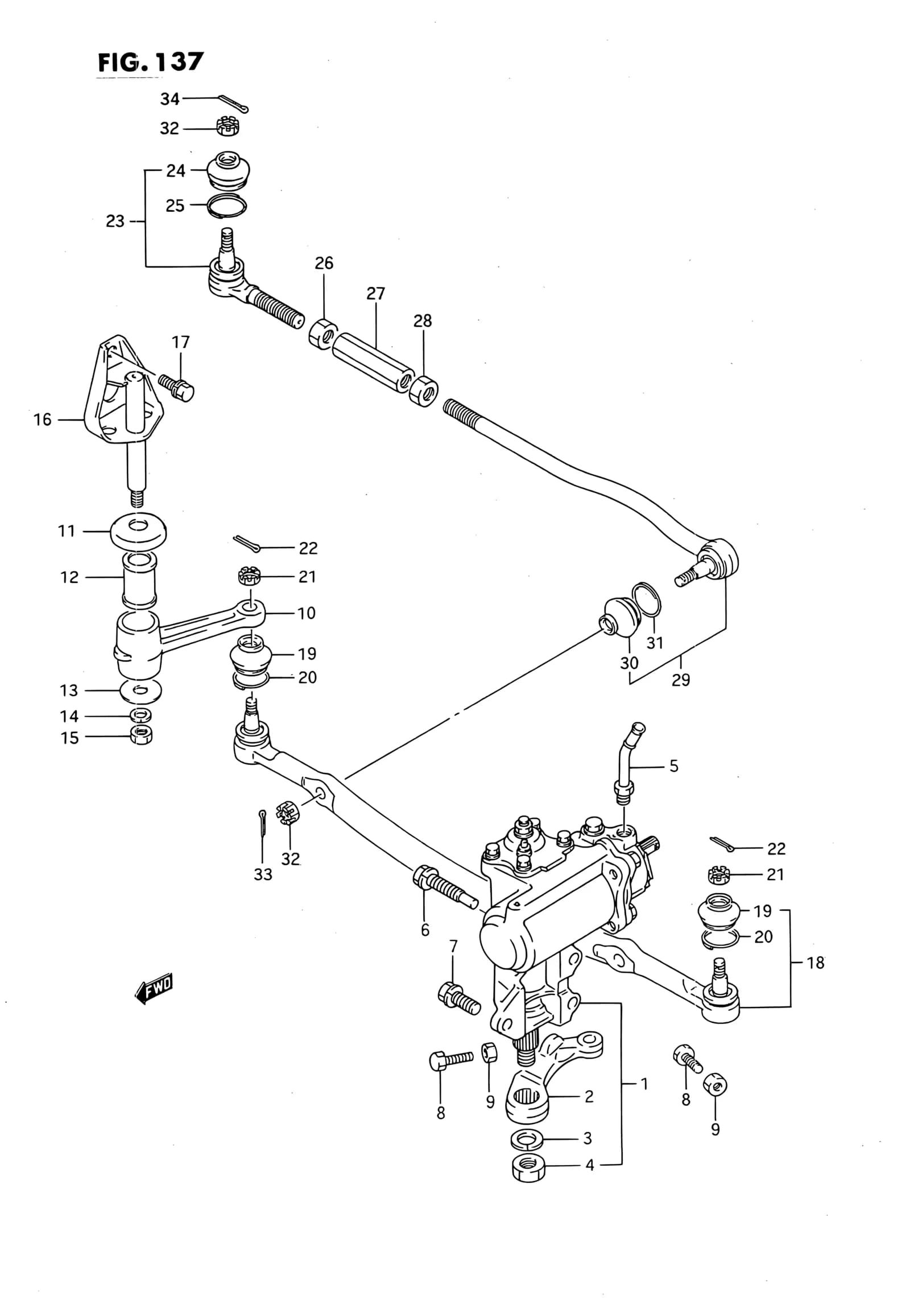 SV420D — Steering › 137 - STEERING LINK AND GEAR BOX (LHD)