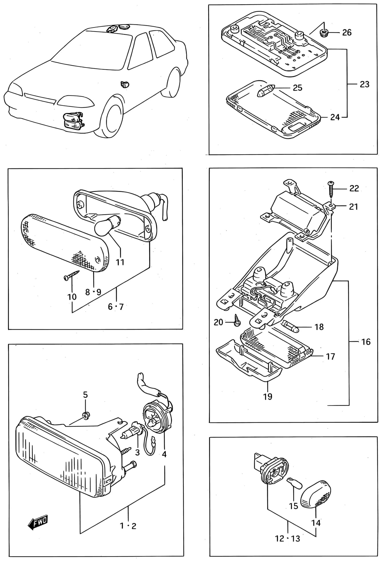 SF413 (E01) — Electrical › 141 - FRONT LAMP AND ROOM LAMP (TYPE 1)