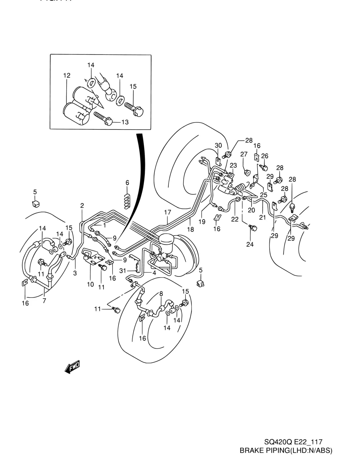 SQ416Q (MY:99-00,CAMI) — Brake › 117 - BRAKE PIPING (LHD:N/ABS)