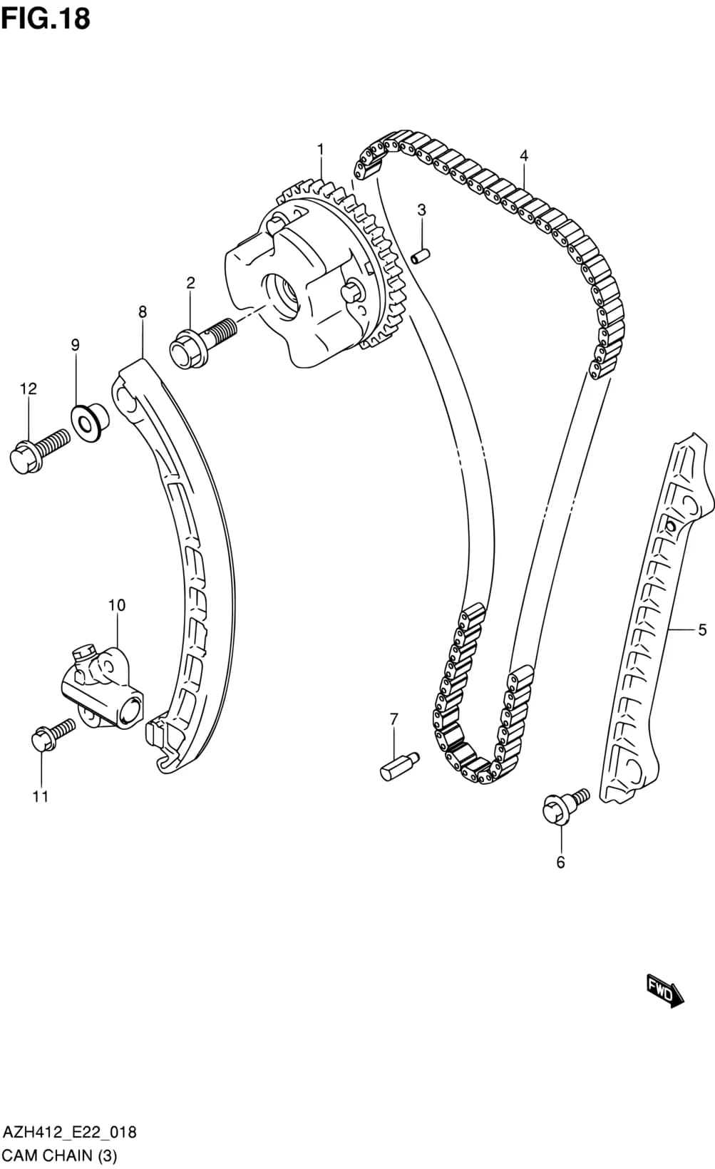 AZH412 (E22) — Engine › 18 - CAM CHAIN (M16A)