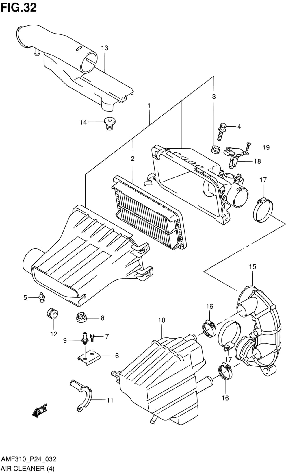 AMF310 (E10,E43,E85) — Engine › 32 - AIR CLEANER (TYPE 1:E24,E35)