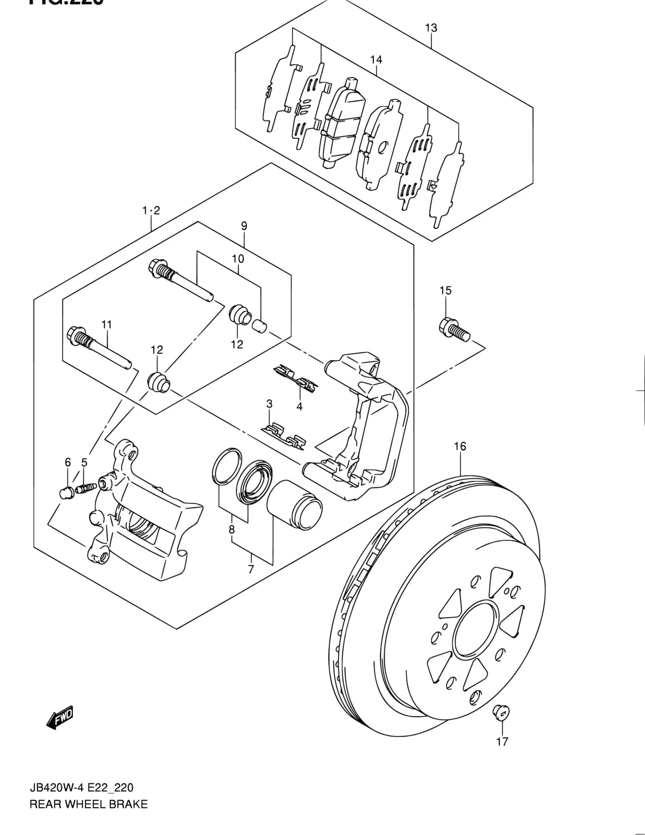 JB419WD-5 — Brake › 220 - REAR WHEEL BRAKE