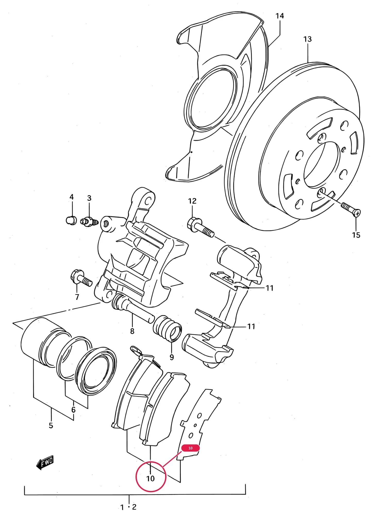 SF413 (E01) — Brake › 220 - FRONT BRAKE CALIPER (GL,GS,SDX,GLX)