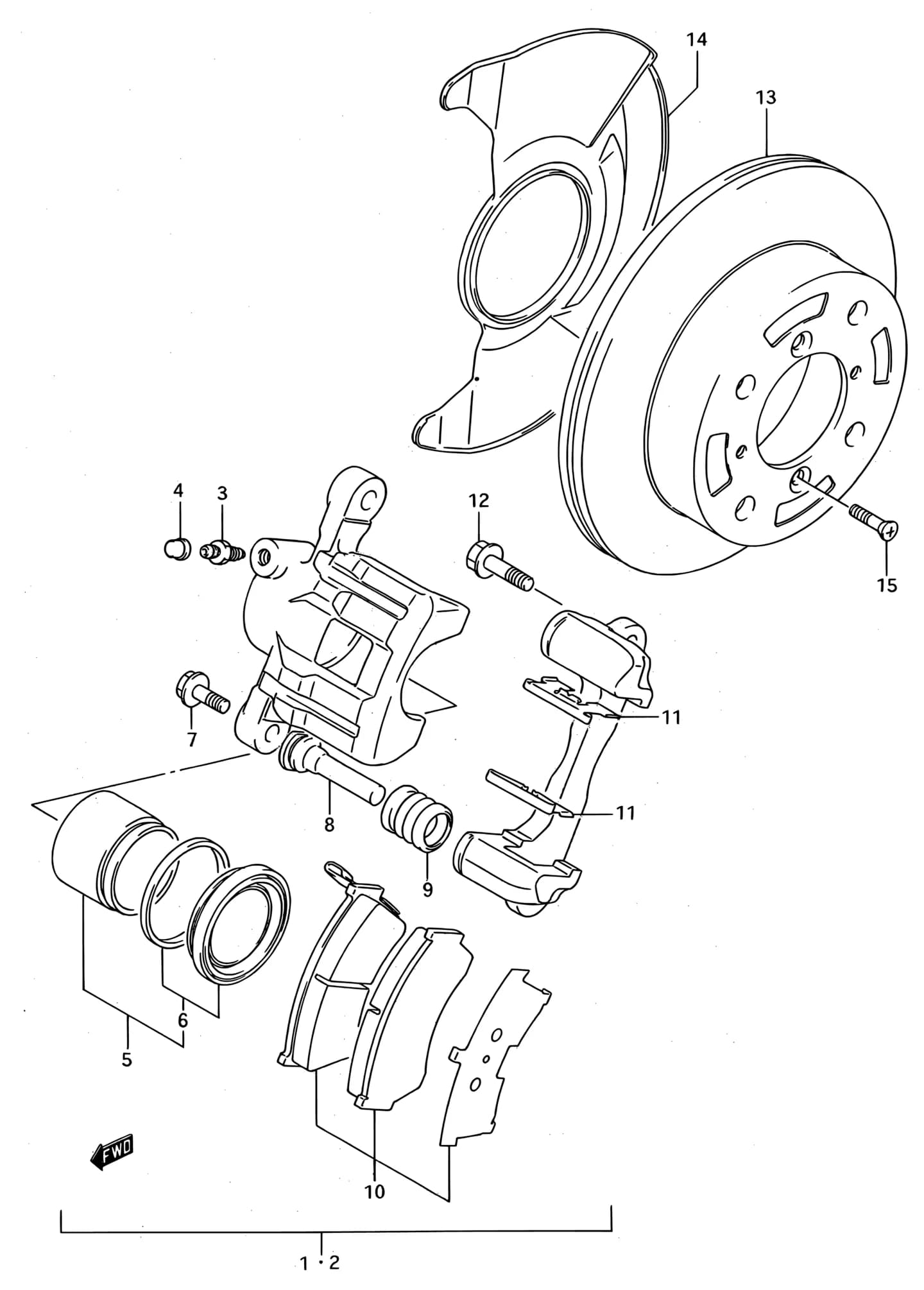 SF413 (E01) — Brake › 220 - FRONT BRAKE CALIPER (GL,GS,SDX,GLX)