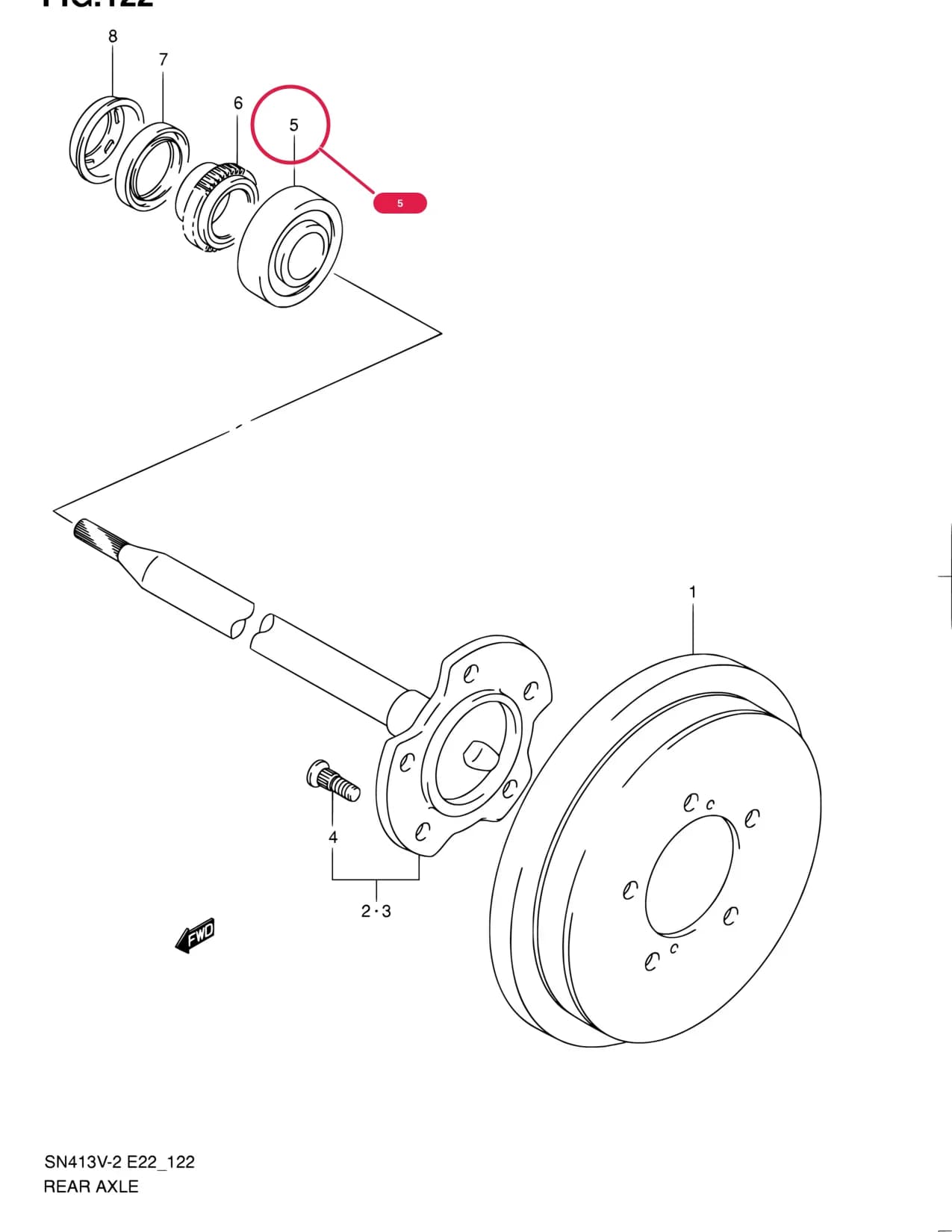 SN413V-3 — Suspension › 122 - REAR AXLE