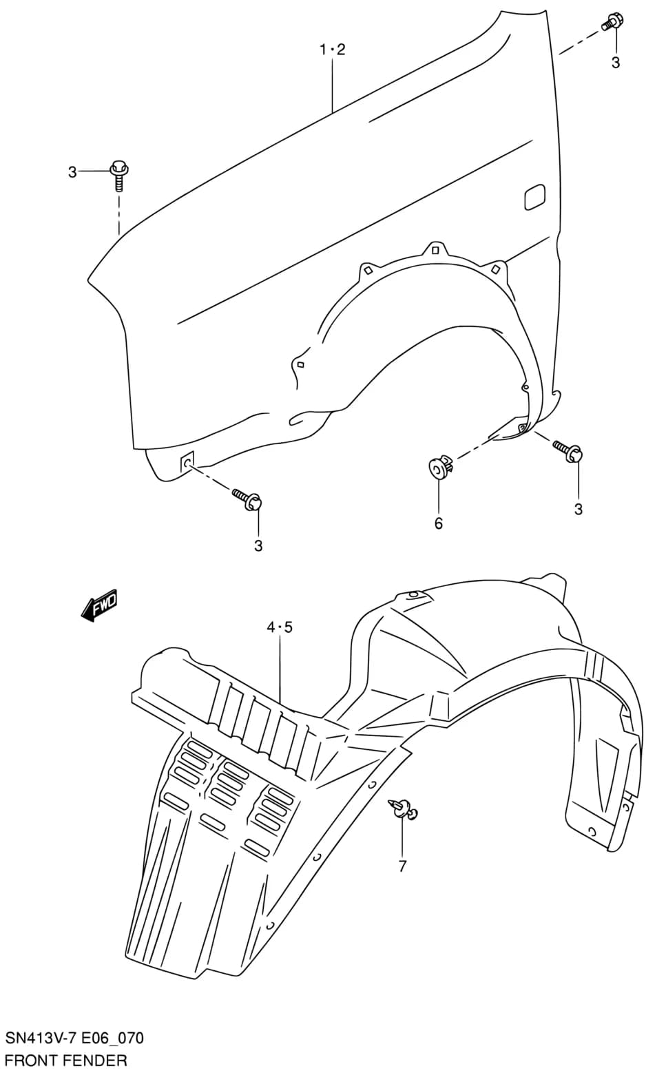 SN413V-7 (E06) — Body › 70 - FRONT FENDER