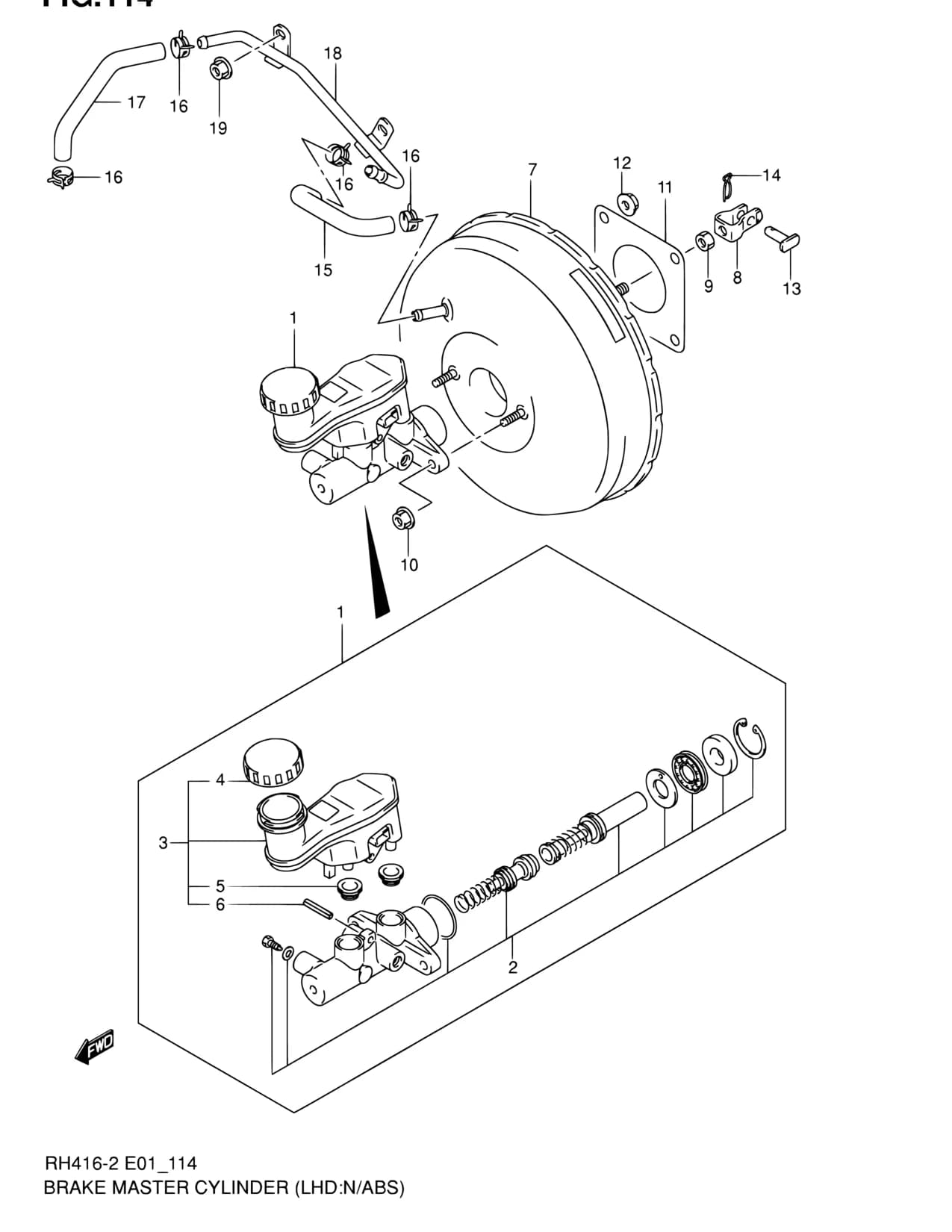 RH413-2 — Brake › 114 - BRAKE MASTER CYLINDER (LHD:N/ABS)