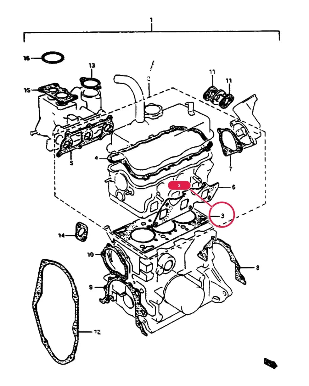 SB308-2 (E24) — Engine › 1 - ENGINE GASKET SET