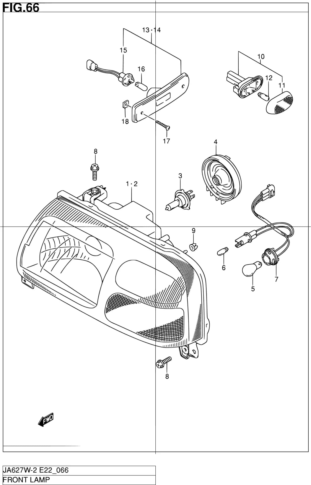 JA627W-2 (E02,E06,E10,E11,E21,E22,E24,E37,E38,E43,E50,E54) — Electrical › 66 - FRONT LAMP