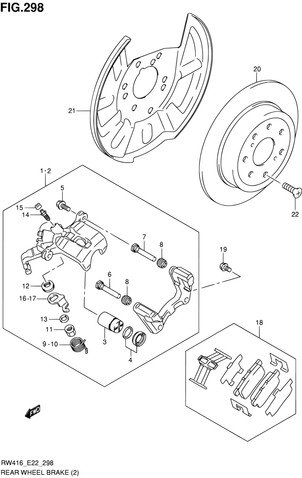 RW415-2 (MAGYAR) — Brake › 298 - REAR WHEEL BRAKE (W/REAR DISC BRAKE)