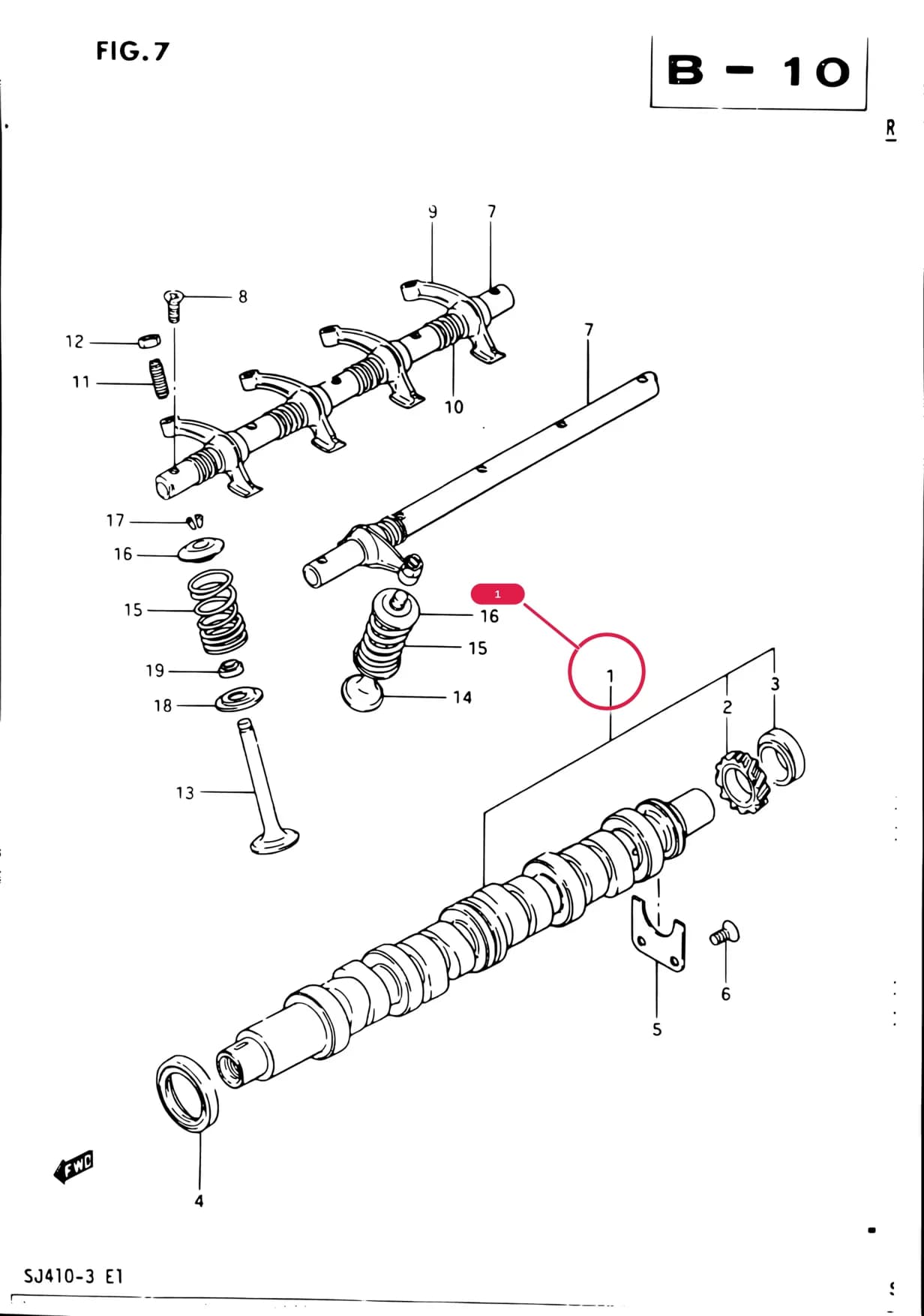 K/P,O/Q,VW:<-12710-80001 — SJ410-3 (E01) — Engine › 7 - CAM SHAFT AND VALVE