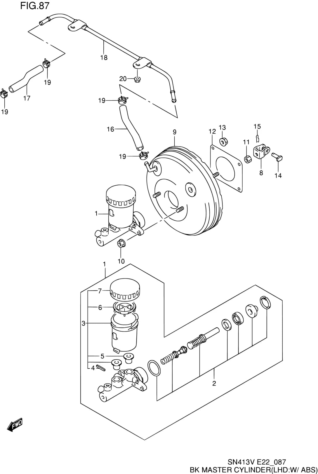 SN413V — Brake › 87 - BRAKE MASTER CYLINDER (LHD:W/ABS)