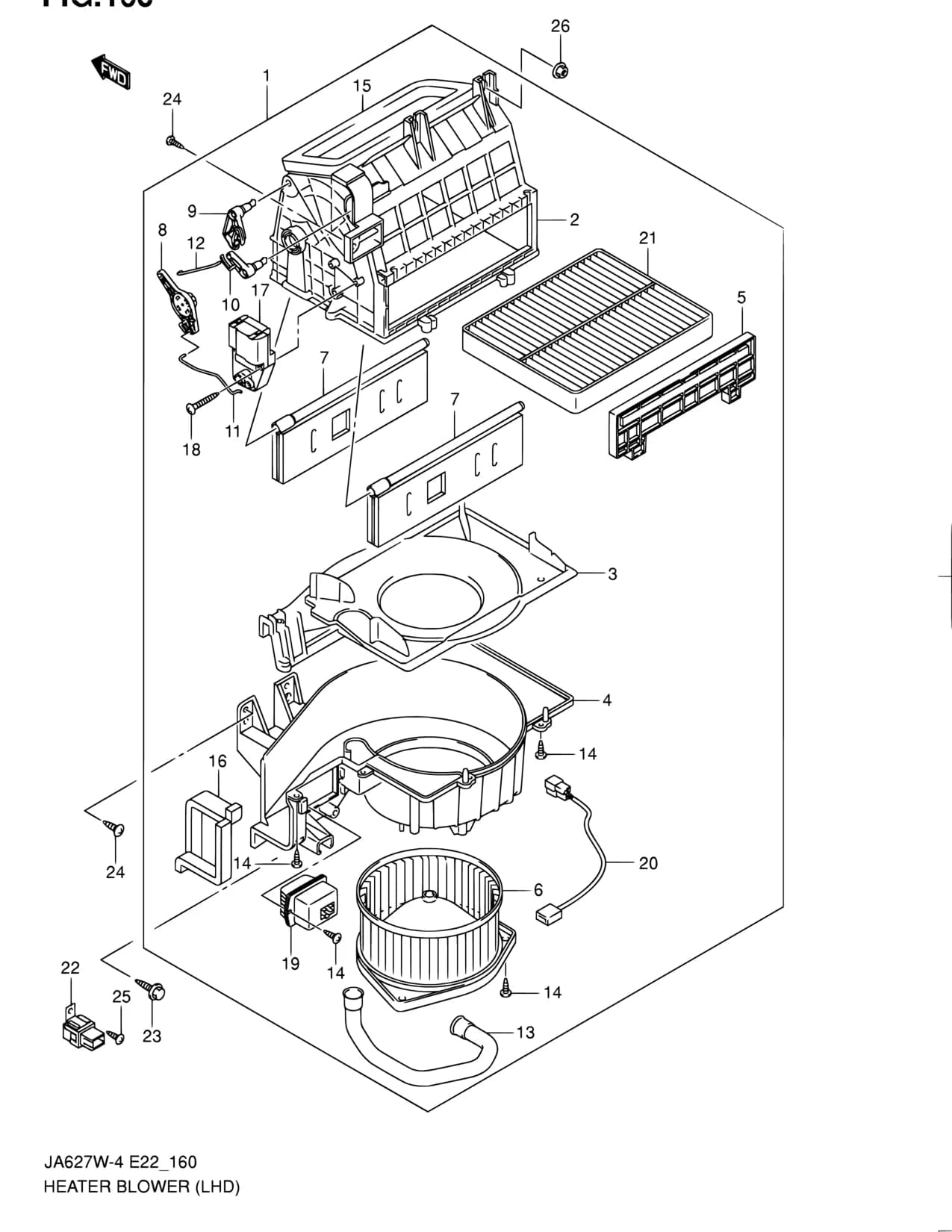 JA420WD-4 — Interior Trim › 160 - HEATER BLOWER (LHD)