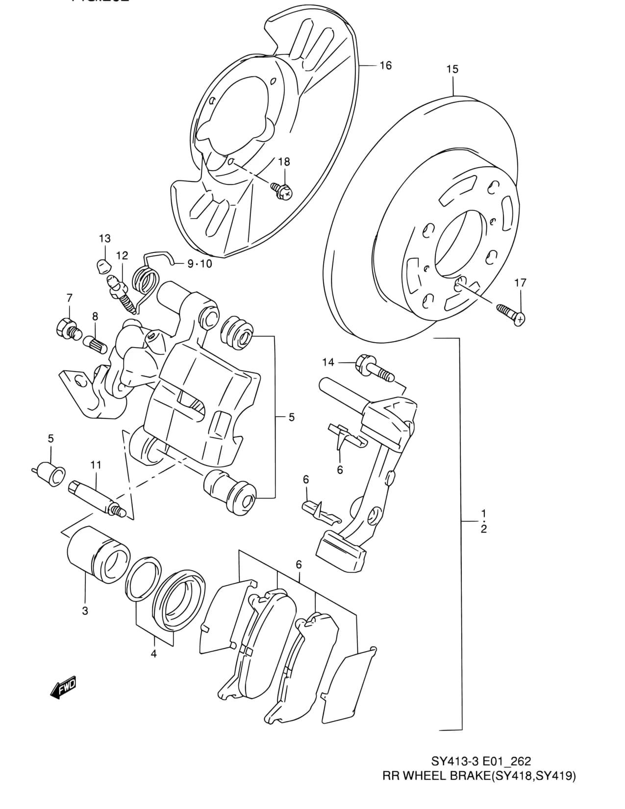 SY418-3 — Brake › 262 - REAR WHEEL BRAKE (SY418,SY419)