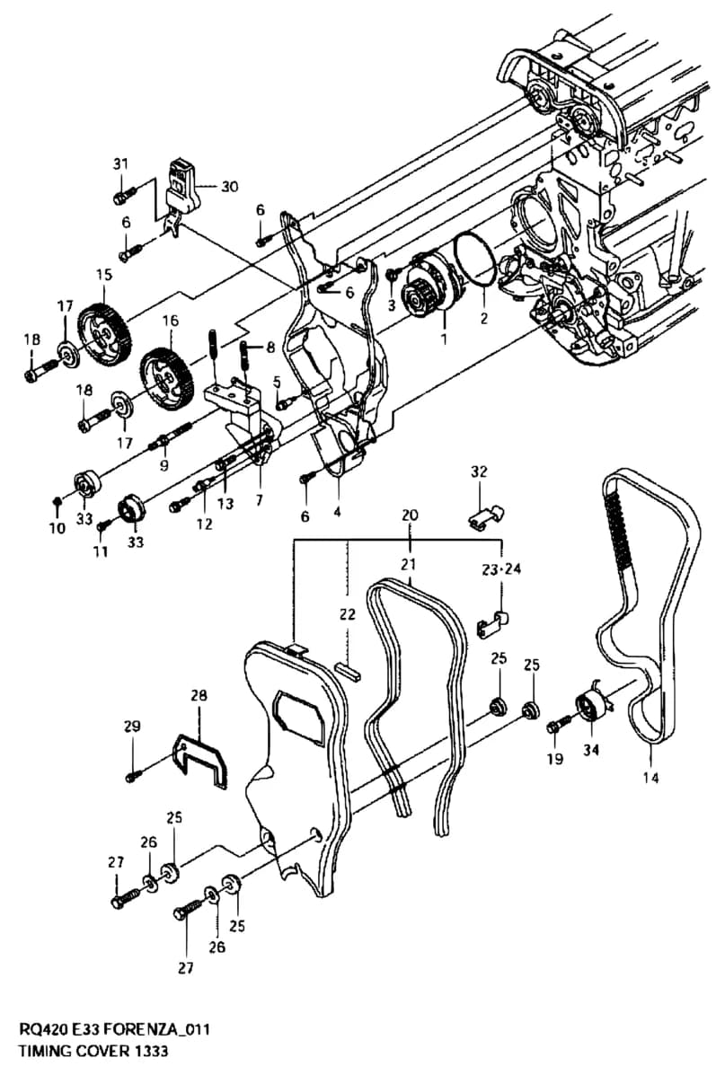 RQ420 (MY 2005) — Engine › 11 - TIMING COVER