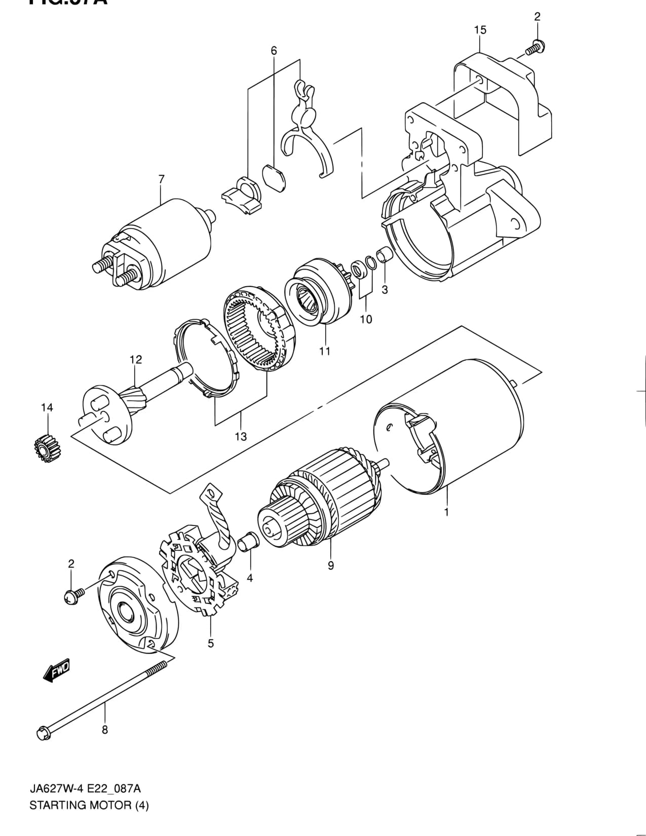 JA627W-4 — Engine Electrical › 87A - STARTING MOTOR (JA627W:NAME PLATE NO.31100-65J3)