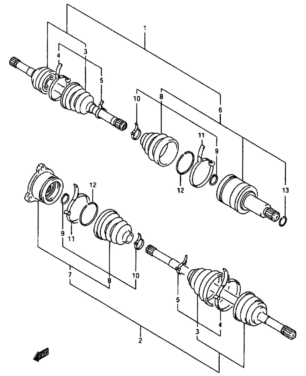 SQ625L (Vitara) — Suspension › 78 - FRONT DRIVE SHAFT (MT)