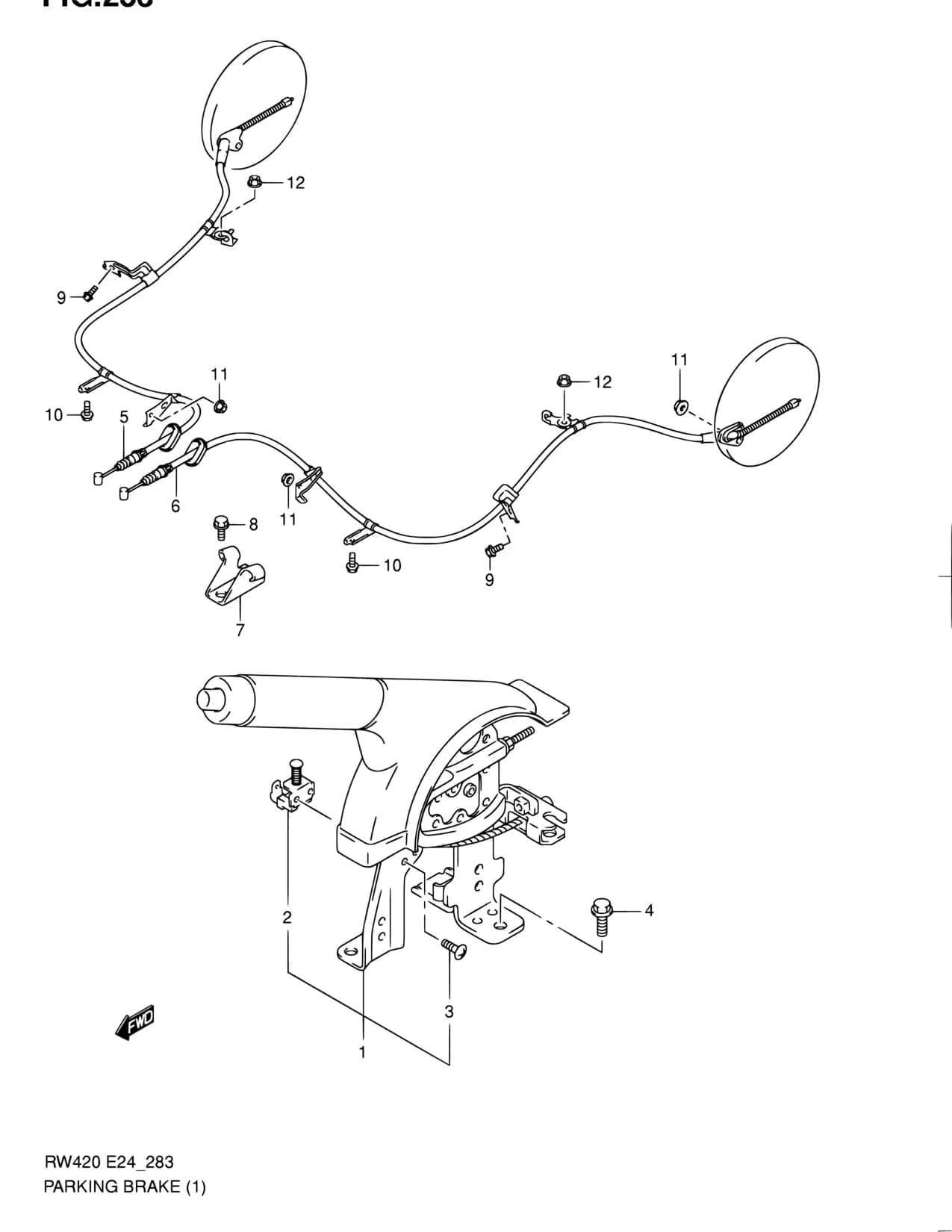 RW415 — Brake › 283 - PARKING BRAKE (W/REAR DRUM BRAKE)