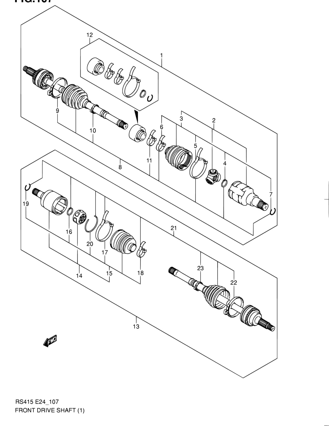 RS413 (E22,E30,E35,E96) — Suspension › 107 - FRONT DRIVE SHAFT (RS413:MT:2WD)