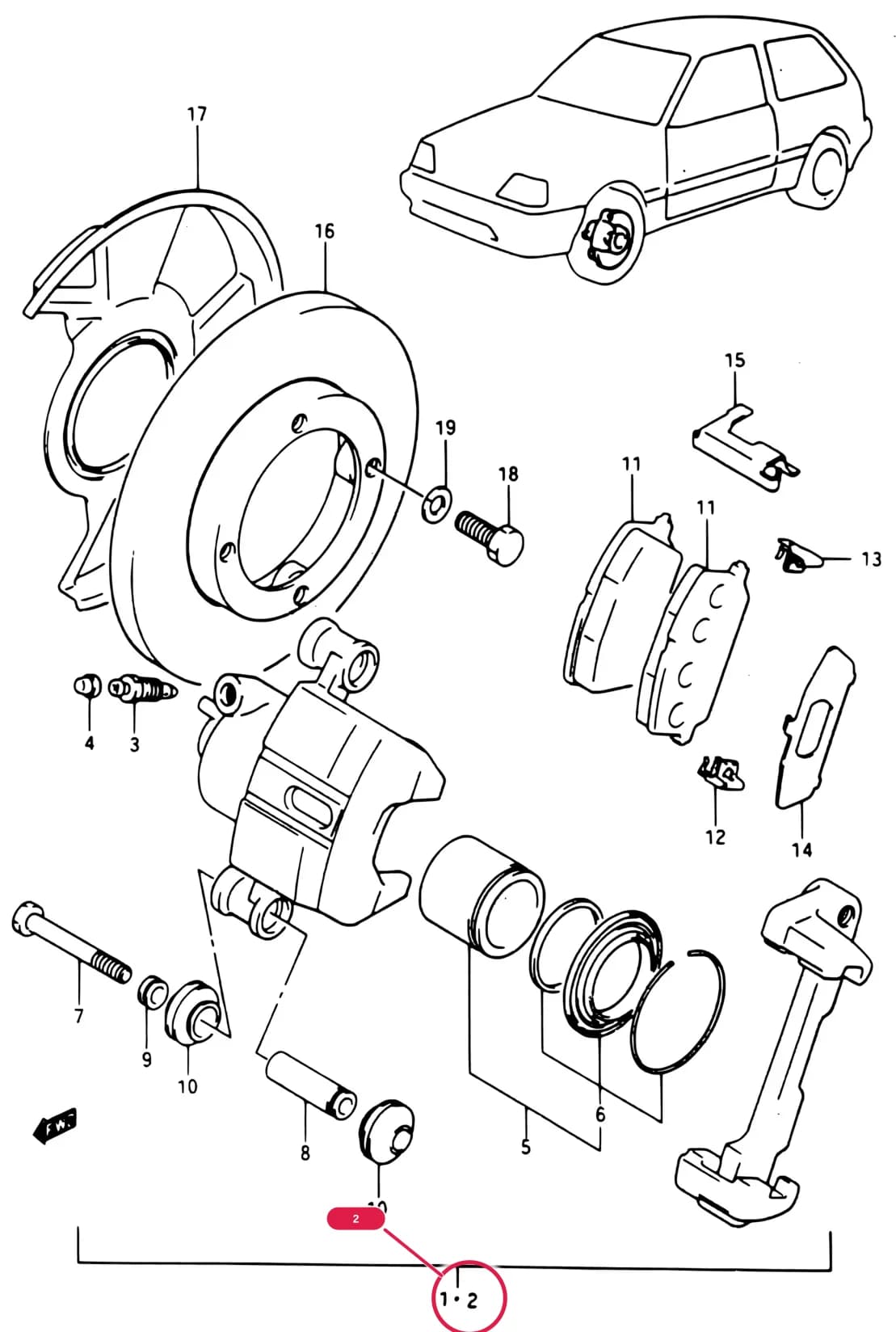 SA413-3 — Brake › 142A - FRONT BRAKE (GL, GLX:E17, E22, E26 )
