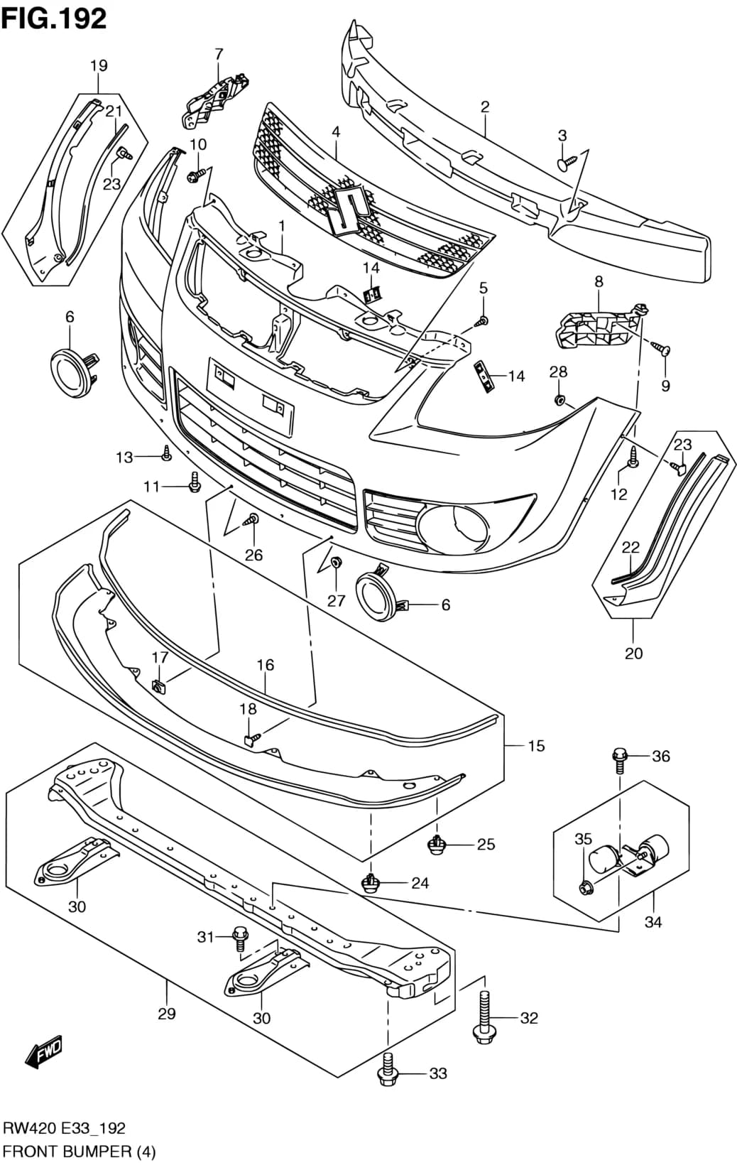 RW420 (E03,E33:MY 2008) — Body › 192 - FRONT BUMPER (07,08,09 MODEL:5DR)